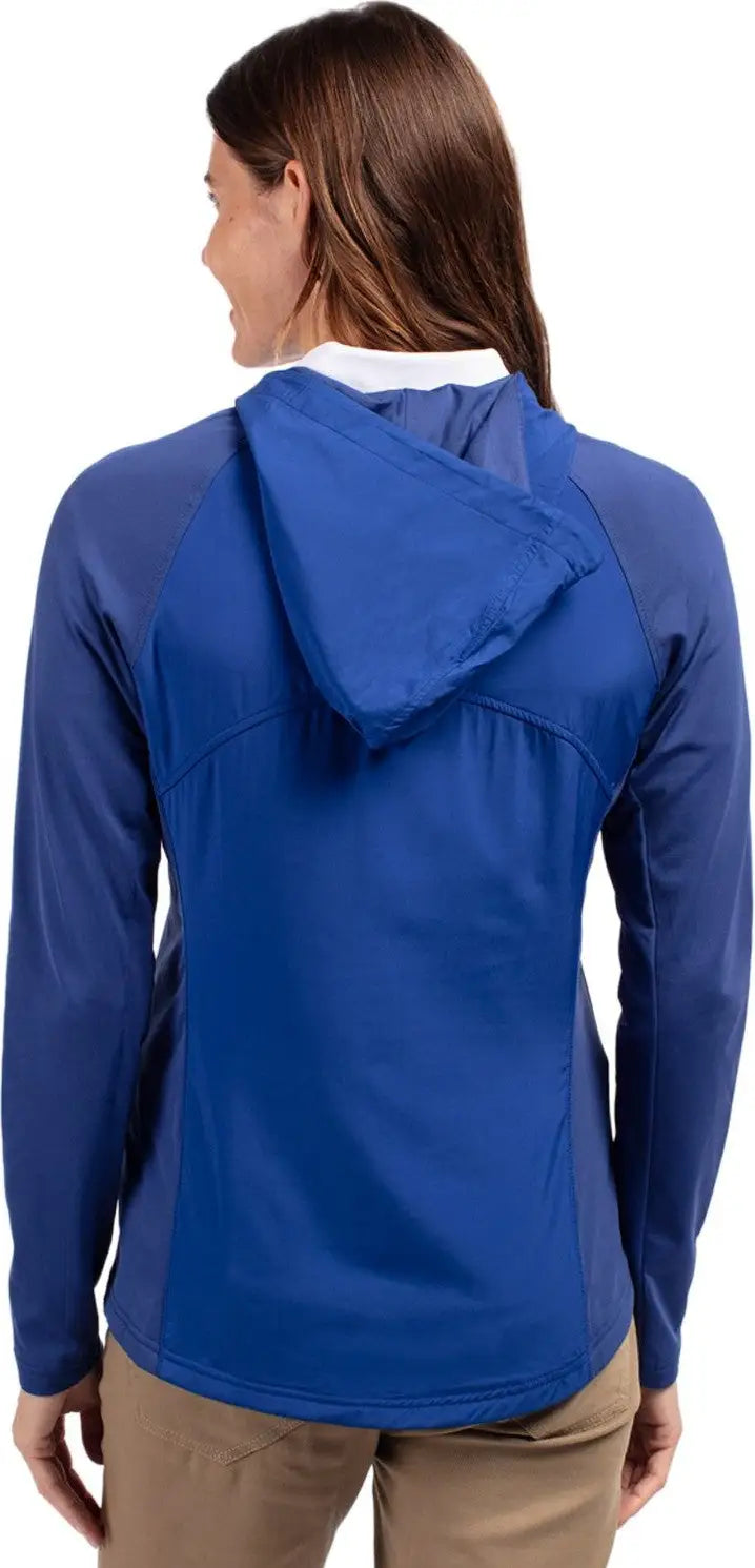 Cutter & Buck Lcc00008 Adapt Eco Knit Hybrid Recycled Womens Full Zip Jacket - Tour Blue