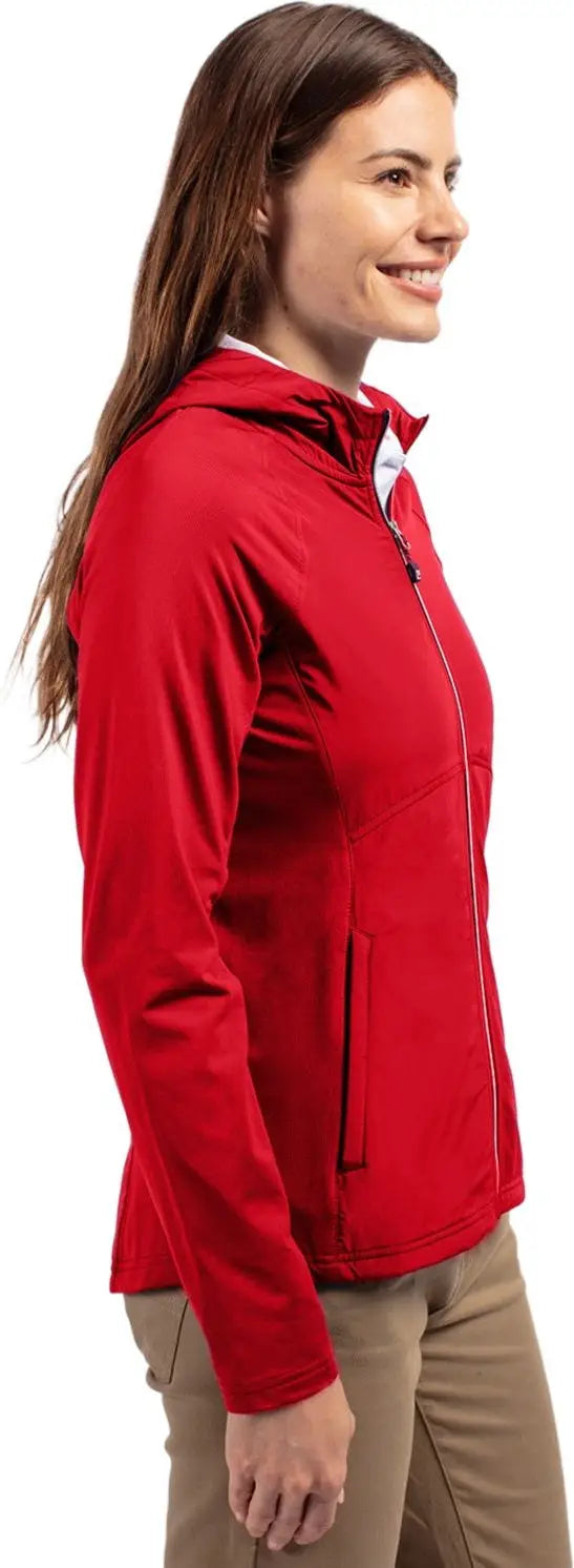 Cutter & Buck Lcc00008 Adapt Eco Knit Hybrid Recycled Womens Full Zip Jacket - Red