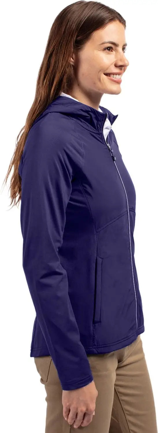 Cutter & Buck Lcc00008 Adapt Eco Knit Hybrid Recycled Womens Full Zip Jacket - College Purple