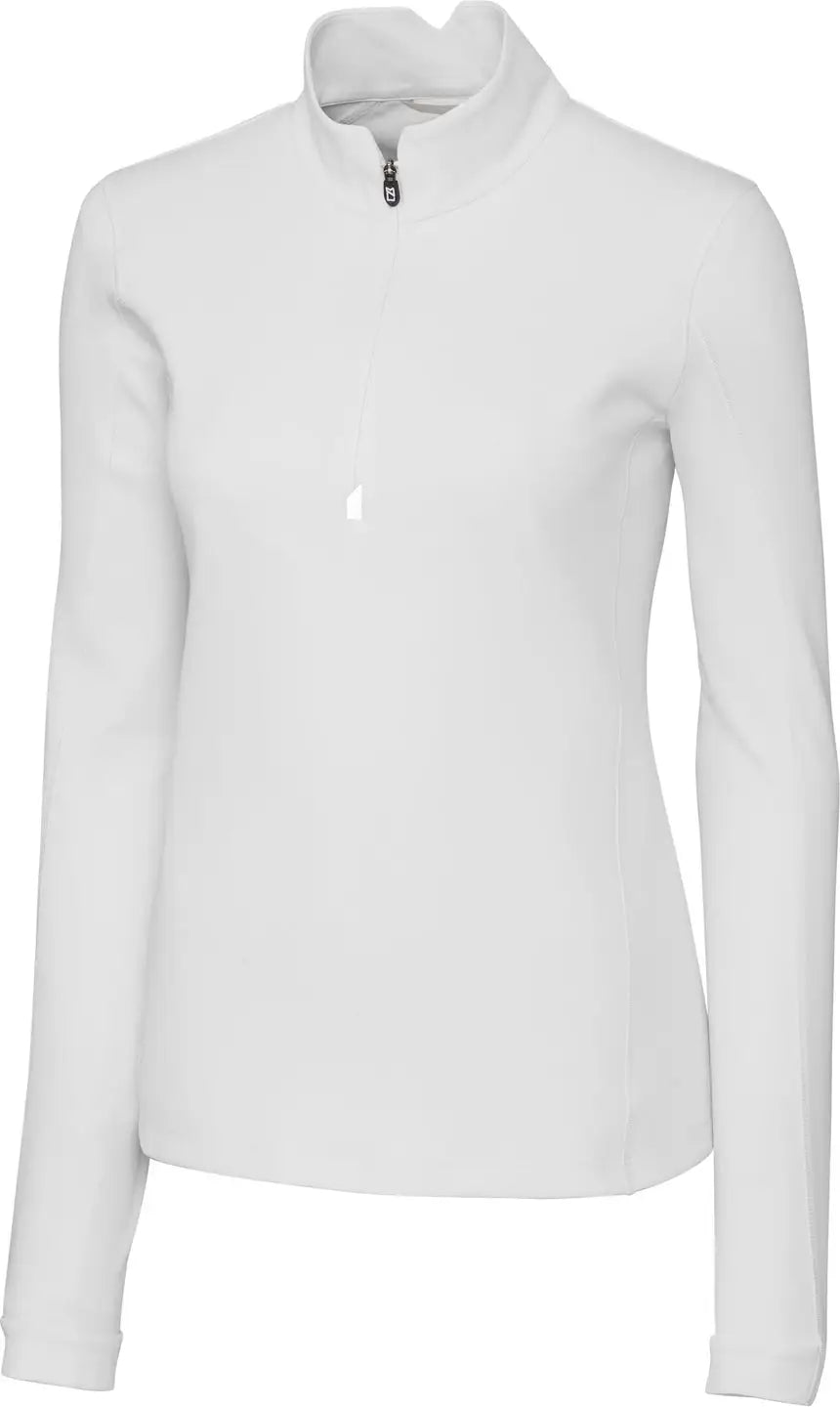 Cutter & Buck Lck00033 Traverse Stretch Eco Quarter Zip Womens Pullover - White