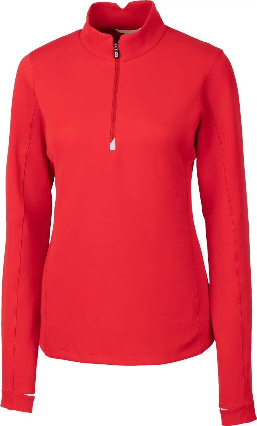 Cutter & Buck Lck00033 Traverse Stretch Eco Quarter Zip Womens Pullover - Red