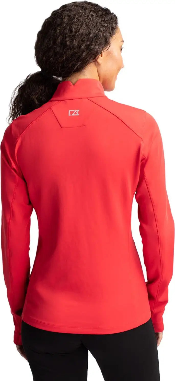 Cutter & Buck Lck00033 Traverse Stretch Eco Quarter Zip Womens Pullover - Red