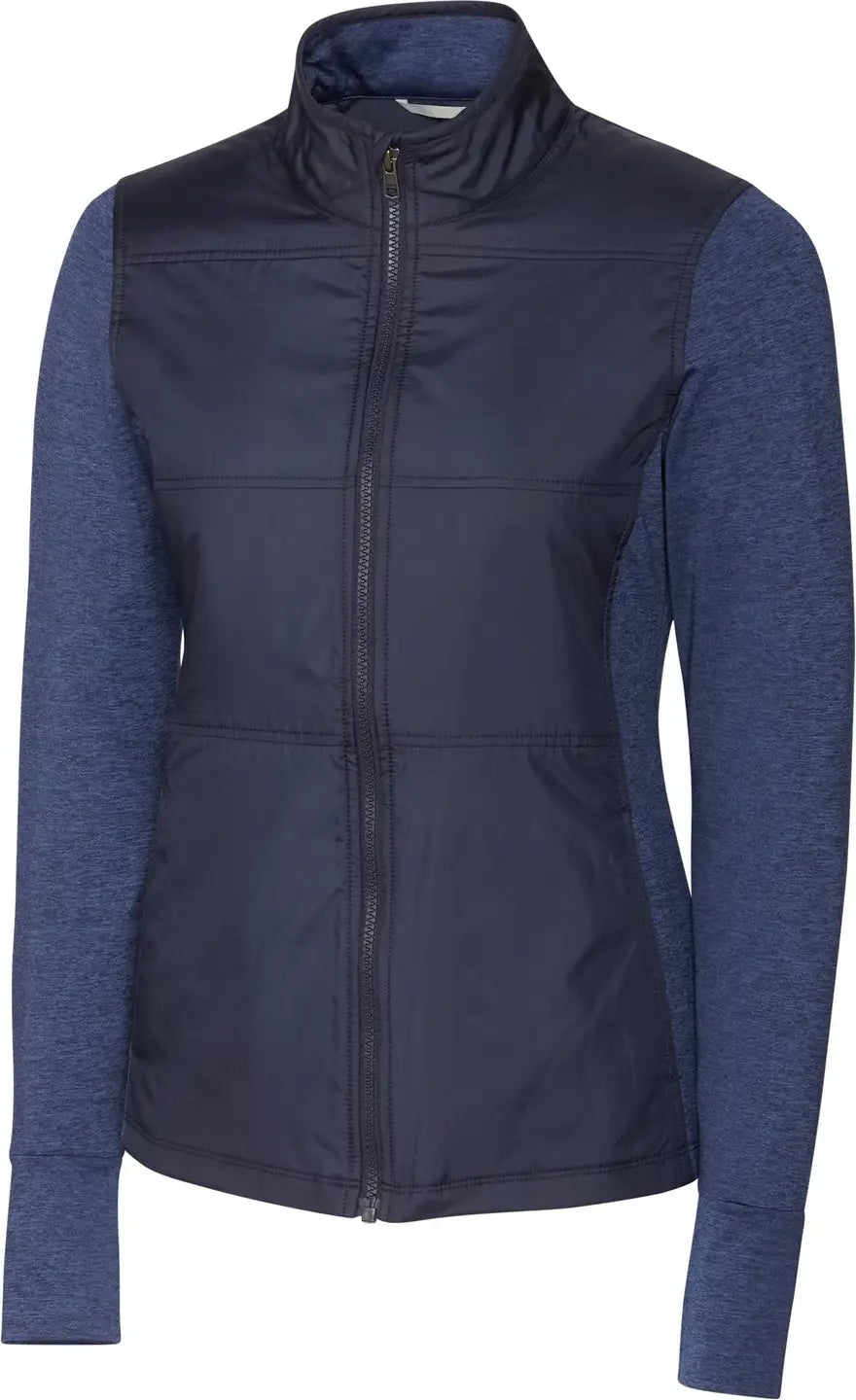 Cutter & Buck Lck00042 Stealth Hybrid Quilted Womens Full Zip Windbreaker Jacket - Liberty Navy