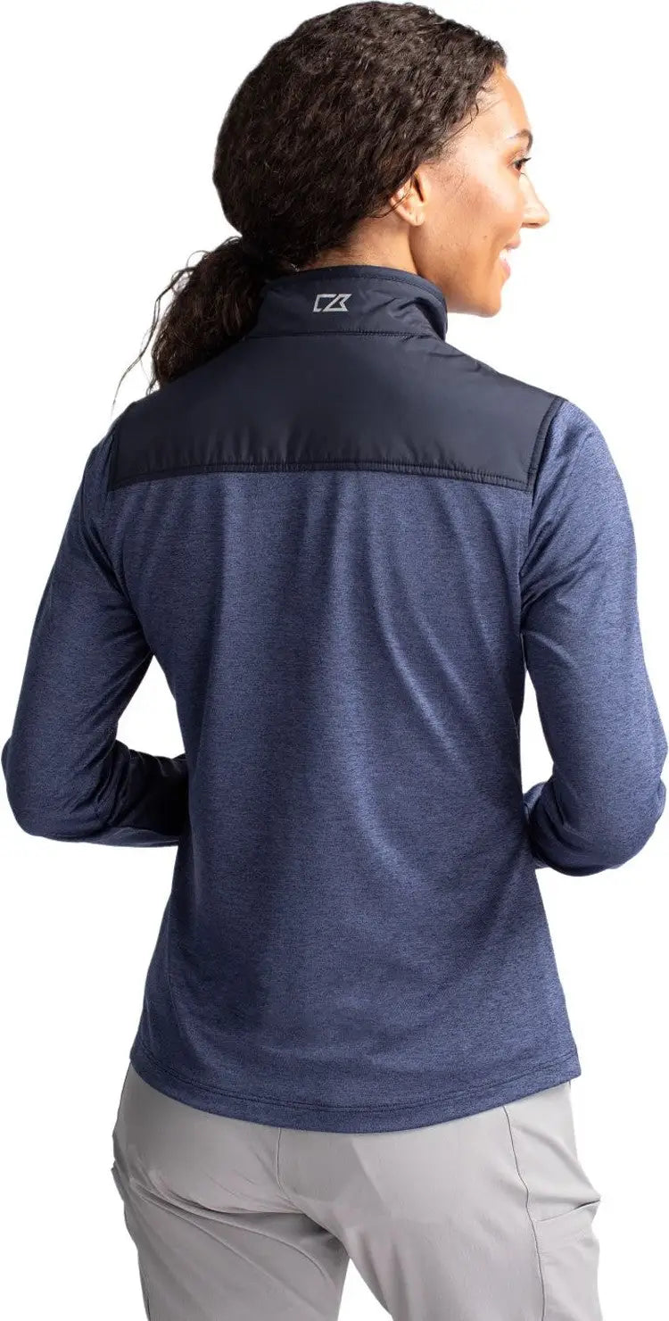 Cutter & Buck Lck00042 Stealth Hybrid Quilted Womens Full Zip Windbreaker Jacket - Liberty Navy