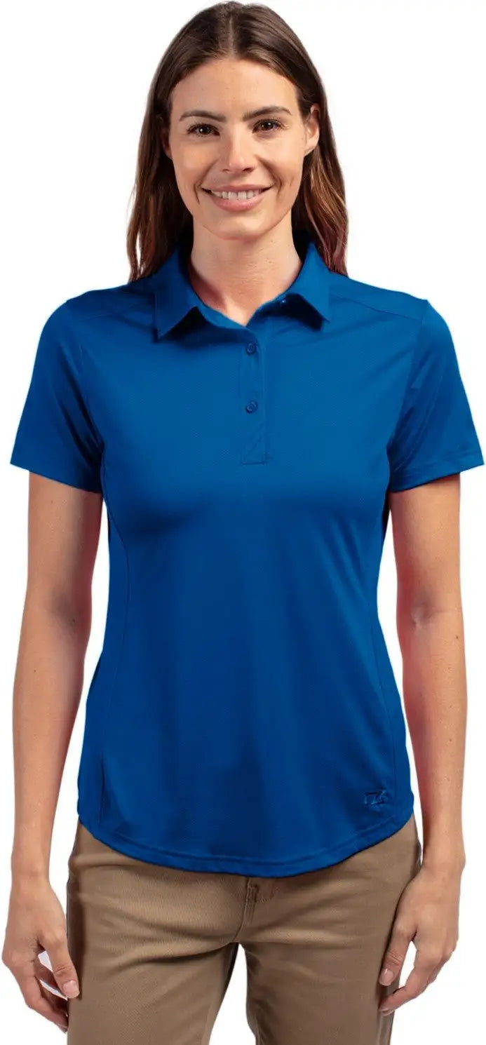 Cutter & Buck Lck00111 Prospect Eco Textured Stretch Recycled Womens Short Sleeve Polo - Tour Blue - Ladies Xs