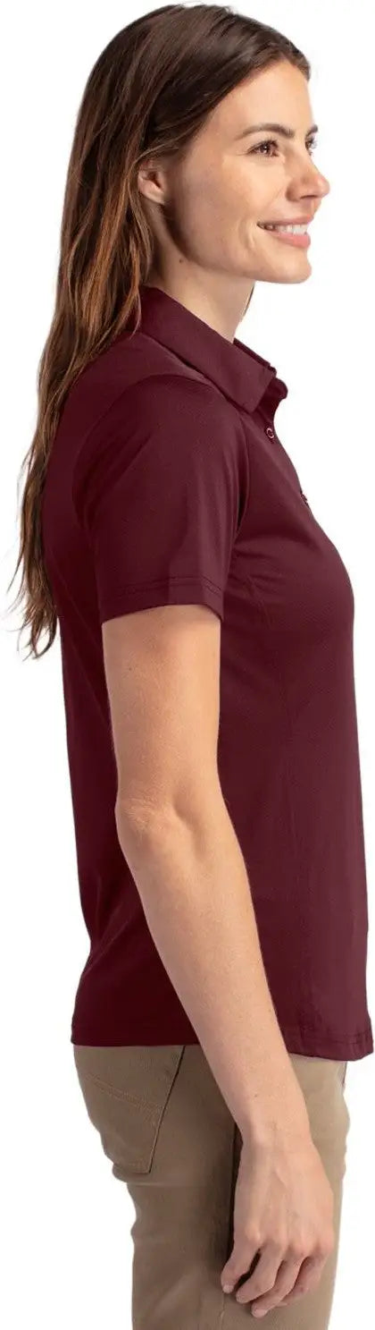 Cutter & Buck Lck00111 Prospect Eco Textured Stretch Recycled Womens Short Sleeve Polo - Bordeaux