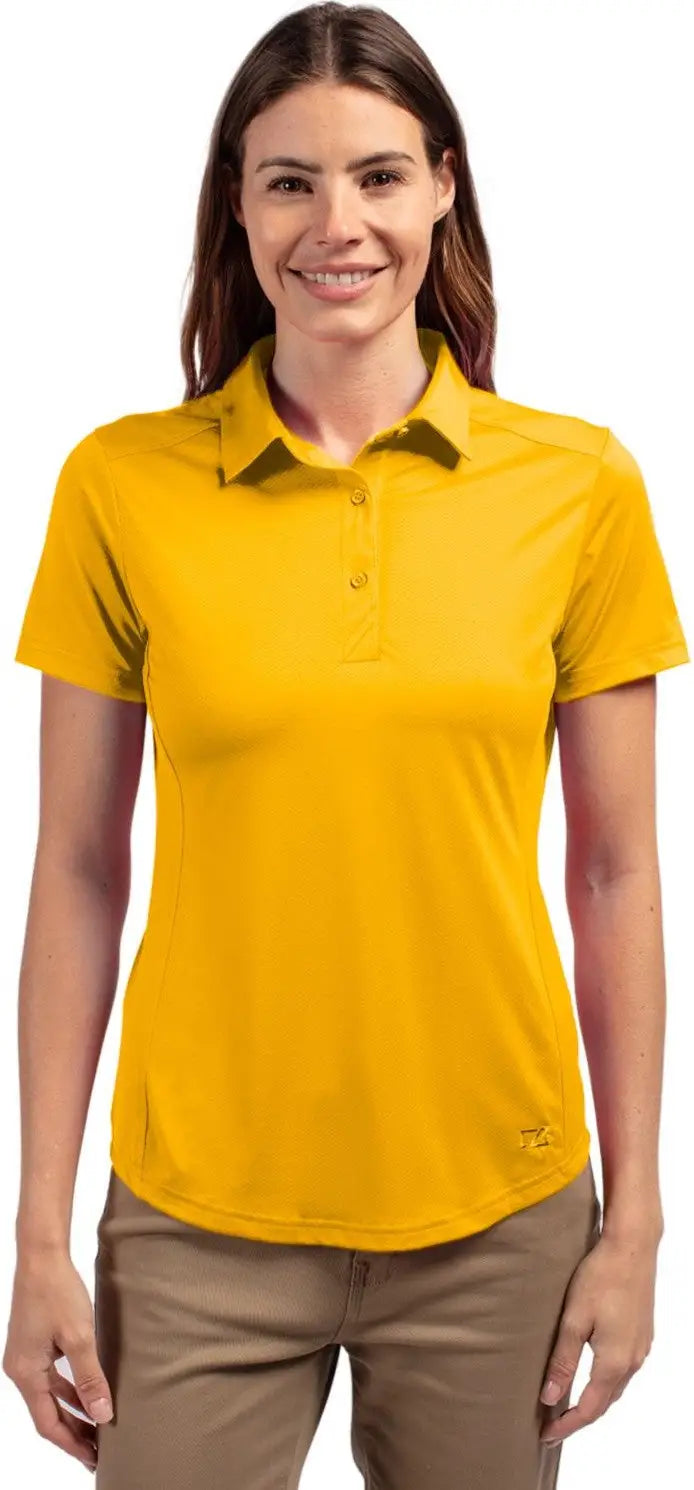 Cutter & Buck Lck00111 Prospect Eco Textured Stretch Recycled Womens Short Sleeve Polo - College Gold - Ladies Xs