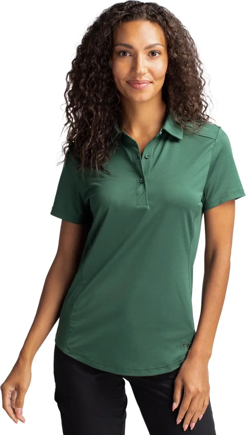 Cutter & Buck Lck00111 Prospect Eco Textured Stretch Recycled Womens Short Sleeve Polo - Hunter - Ladies Xs