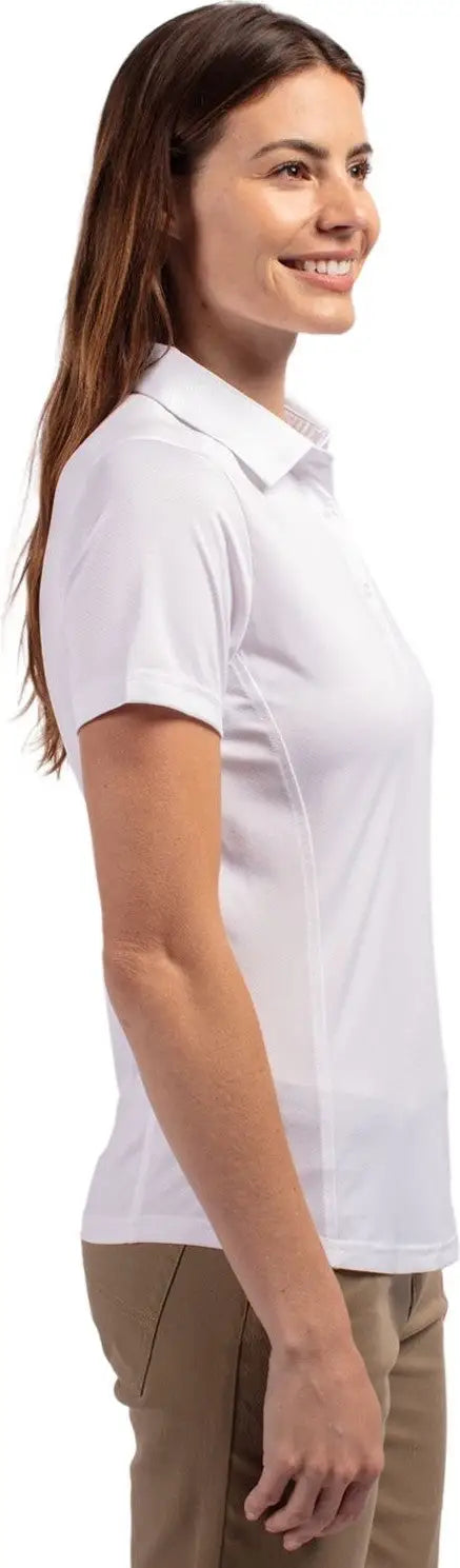 Cutter & Buck Lck00111 Prospect Eco Textured Stretch Recycled Womens Short Sleeve Polo - White