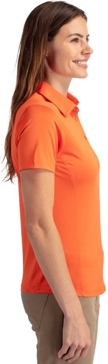 Cutter & Buck Lck00111 Prospect Eco Textured Stretch Recycled Womens Short Sleeve Polo - College Orange