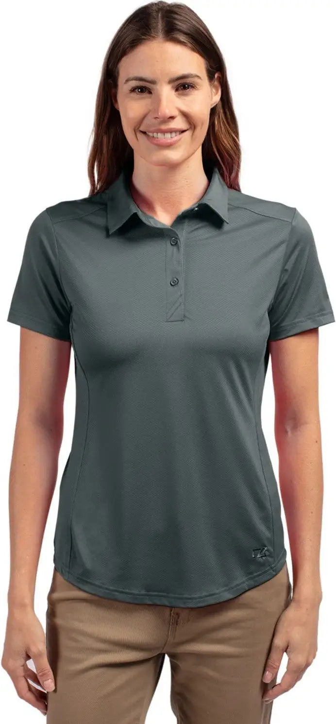 Cutter & Buck Lck00111 Prospect Eco Textured Stretch Recycled Womens Short Sleeve Polo - Elemental Gray - Ladies Xs
