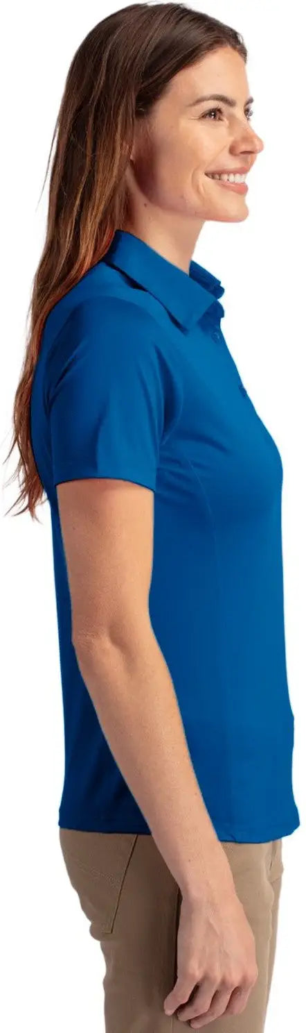 Cutter & Buck Lck00111 Prospect Eco Textured Stretch Recycled Womens Short Sleeve Polo - Tour Blue