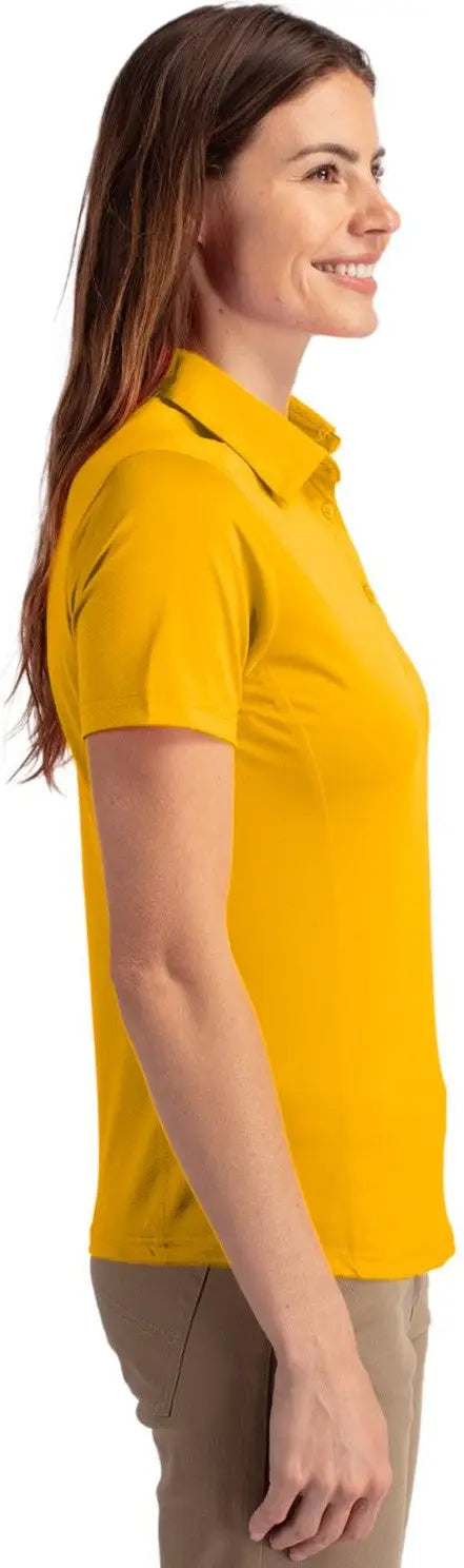 Cutter & Buck Lck00111 Prospect Eco Textured Stretch Recycled Womens Short Sleeve Polo - College Gold