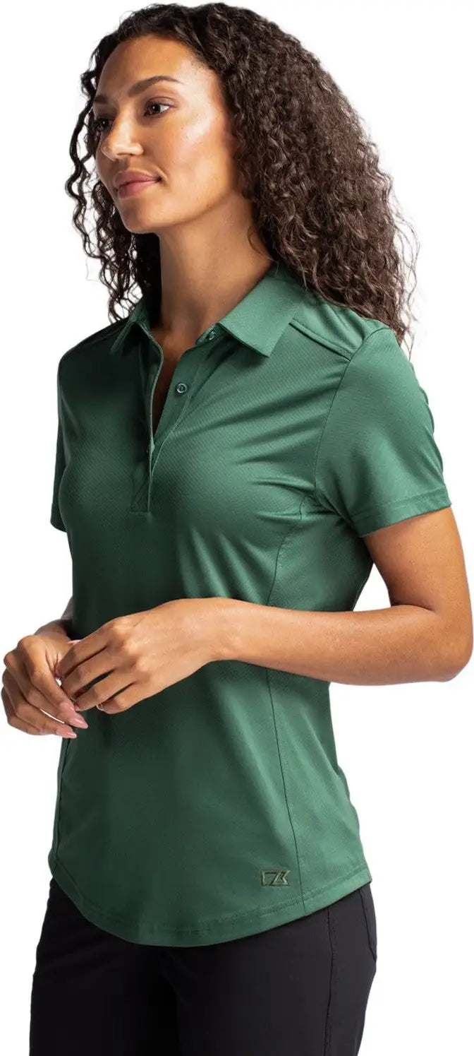 Cutter & Buck Lck00111 Prospect Eco Textured Stretch Recycled Womens Short Sleeve Polo - Hunter