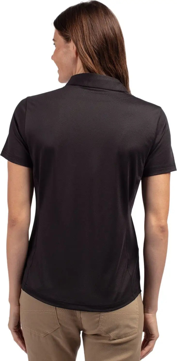 Cutter & Buck Lck00111 Prospect Eco Textured Stretch Recycled Womens Short Sleeve Polo - Black