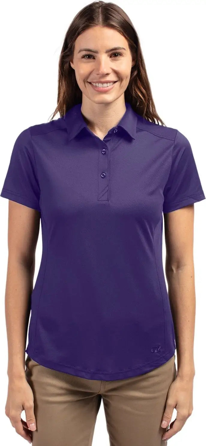 Cutter & Buck Lck00111 Prospect Eco Textured Stretch Recycled Womens Short Sleeve Polo - College Purple - Ladies Xs