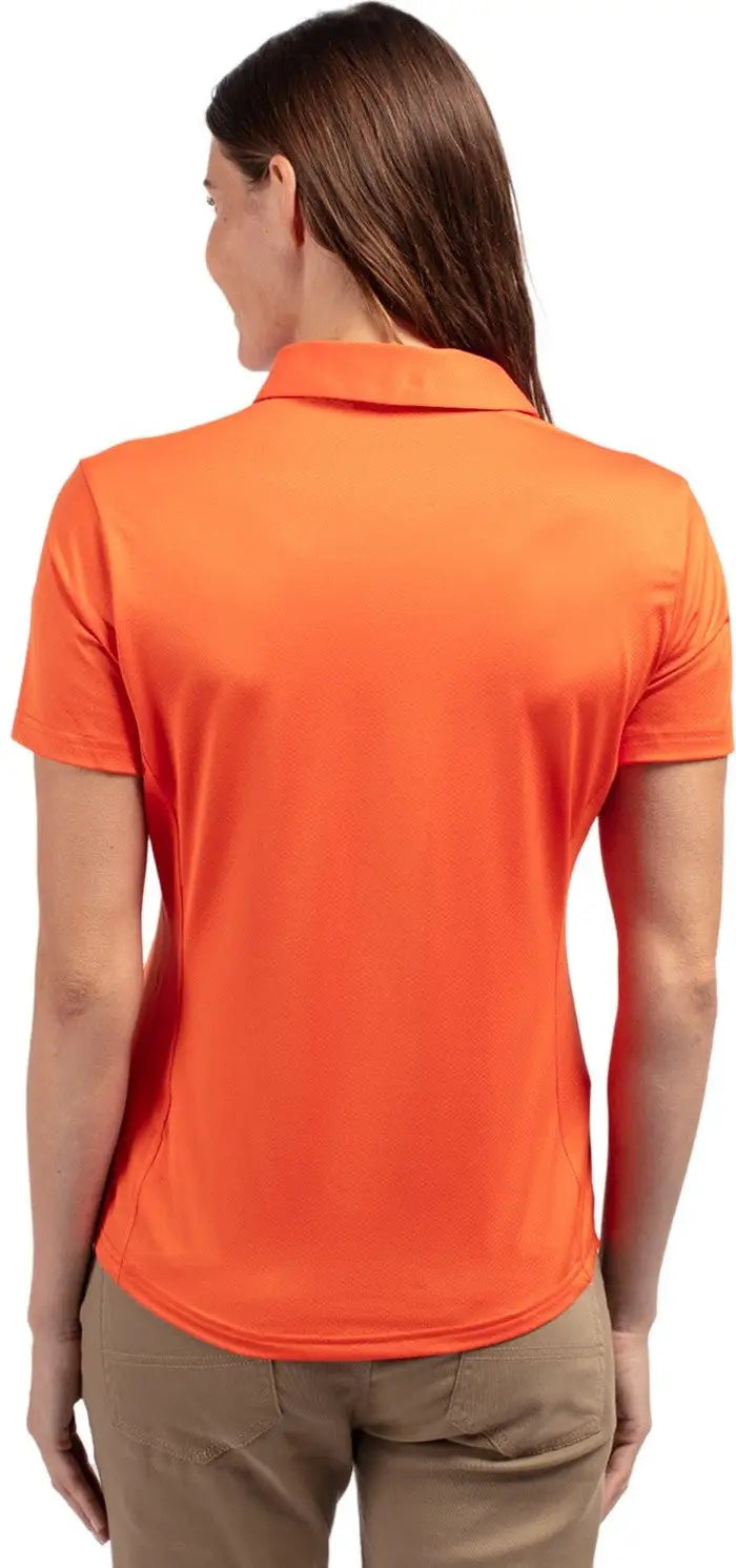 Cutter & Buck Lck00111 Prospect Eco Textured Stretch Recycled Womens Short Sleeve Polo - College Orange