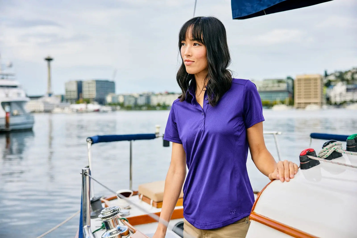 Cutter & Buck Lck00111 Prospect Eco Textured Stretch Recycled Womens Short Sleeve Polo - College Purple