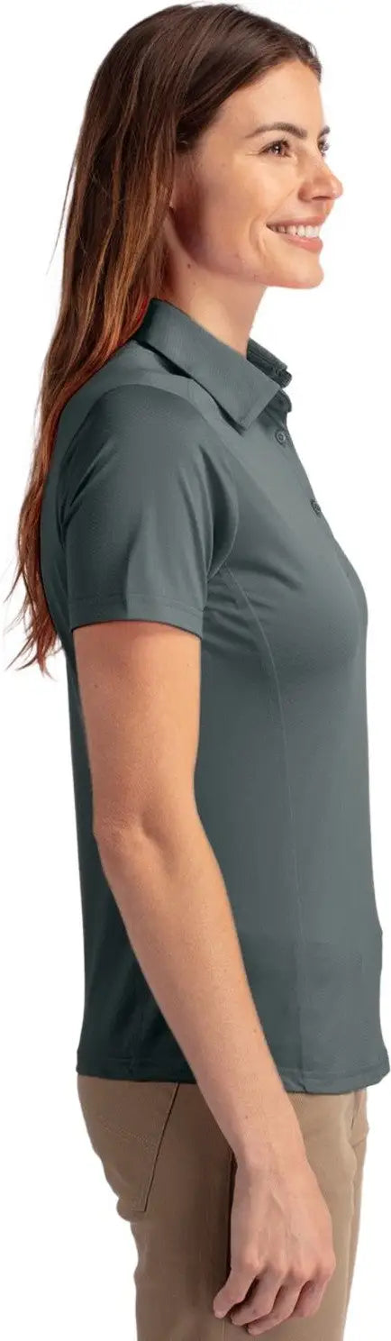 Cutter & Buck Lck00111 Prospect Eco Textured Stretch Recycled Womens Short Sleeve Polo - Elemental Gray