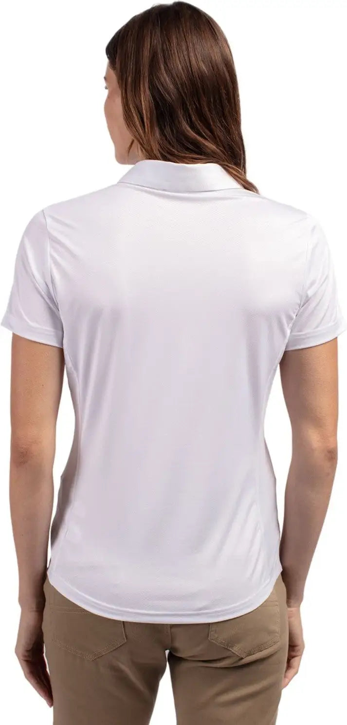 Cutter & Buck Lck00111 Prospect Eco Textured Stretch Recycled Womens Short Sleeve Polo - White - Ladies Xs