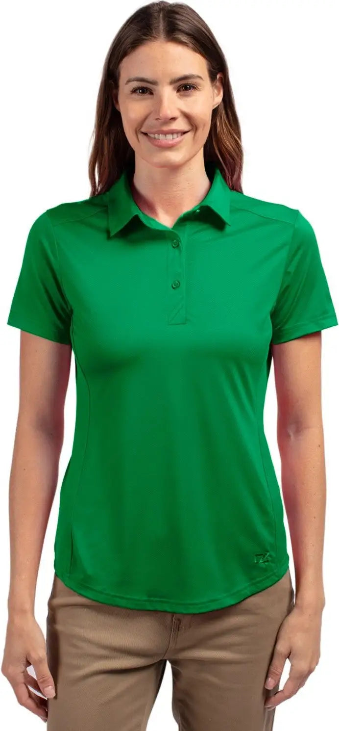 Cutter & Buck Lck00111 Prospect Eco Textured Stretch Recycled Womens Short Sleeve Polo - Kelly Green - Ladies Xs