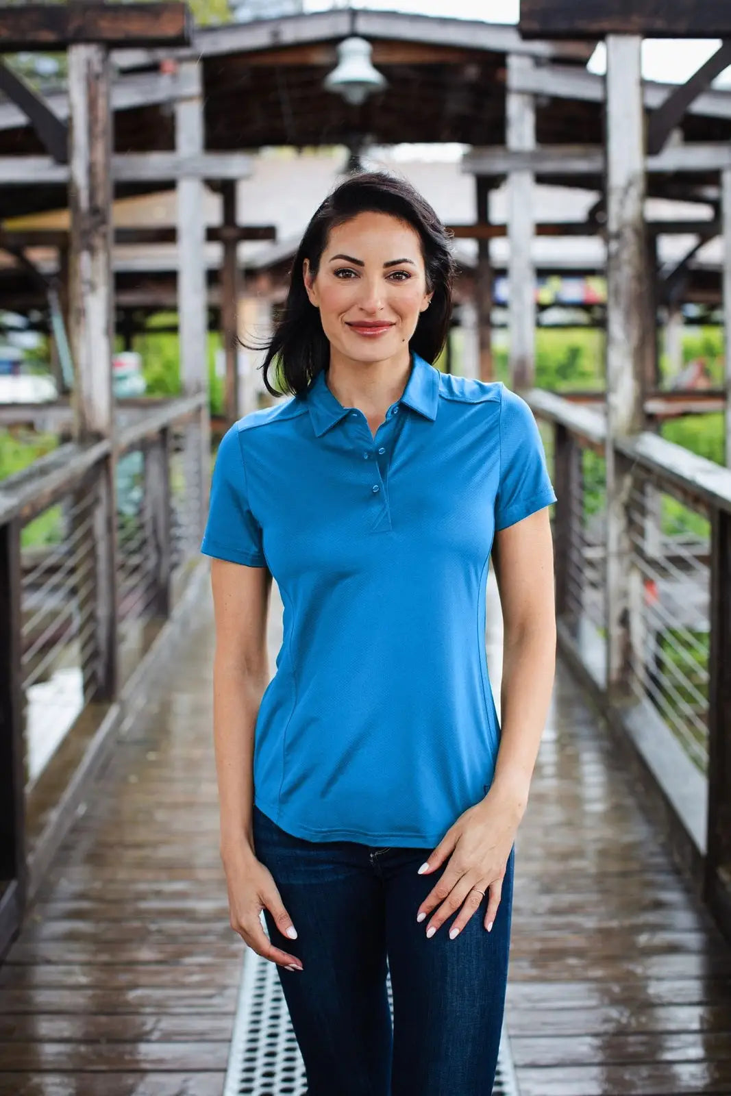 Cutter & Buck Lck00111 Prospect Eco Textured Stretch Recycled Womens Short Sleeve Polo - Digital