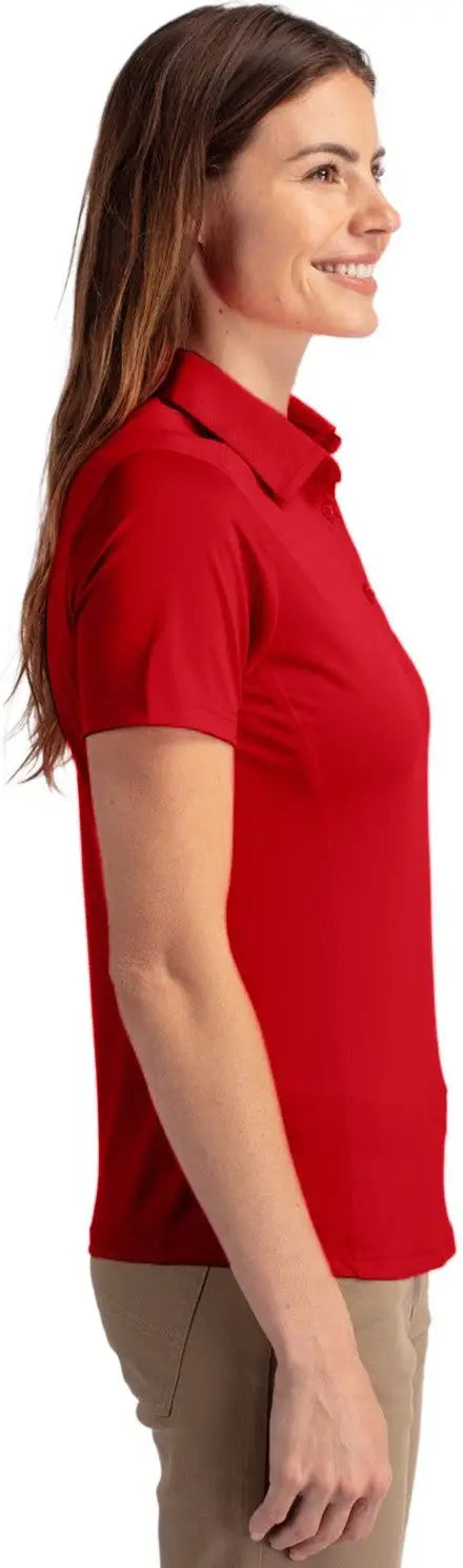Cutter & Buck Lck00111 Prospect Eco Textured Stretch Recycled Womens Short Sleeve Polo - Red