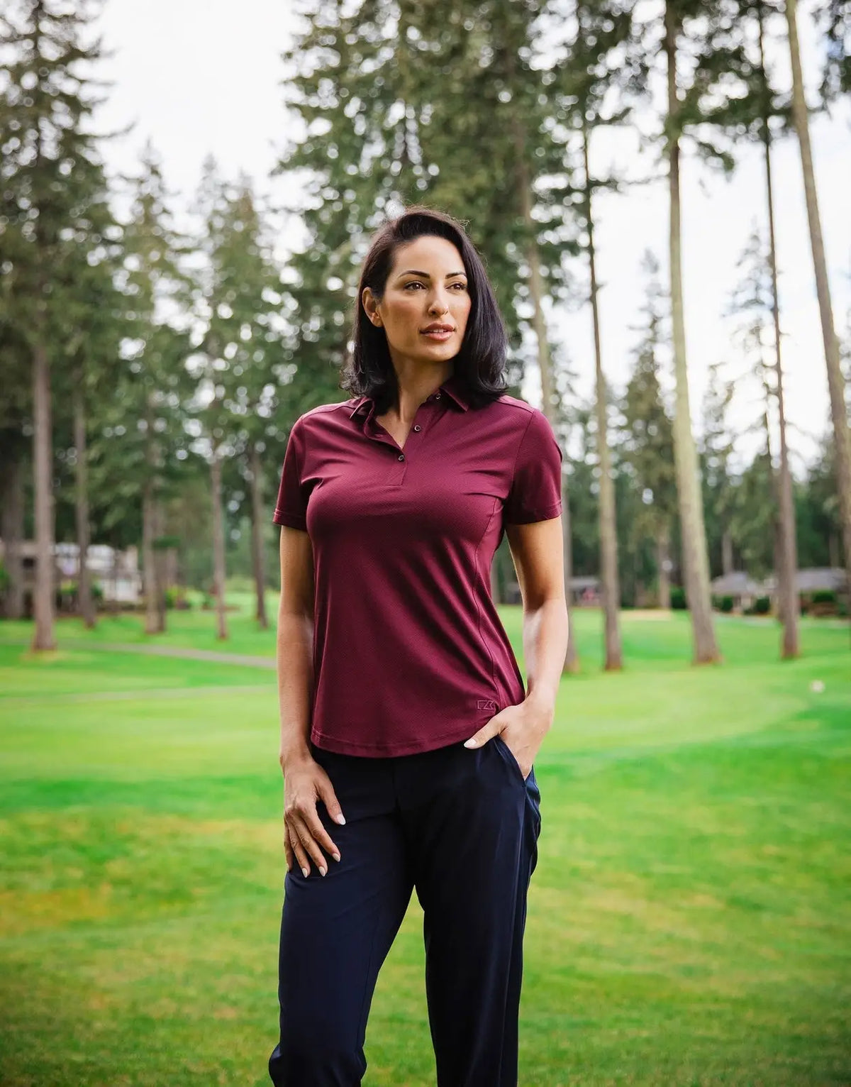 Cutter & Buck Lck00111 Prospect Eco Textured Stretch Recycled Womens Short Sleeve Polo - Bordeaux