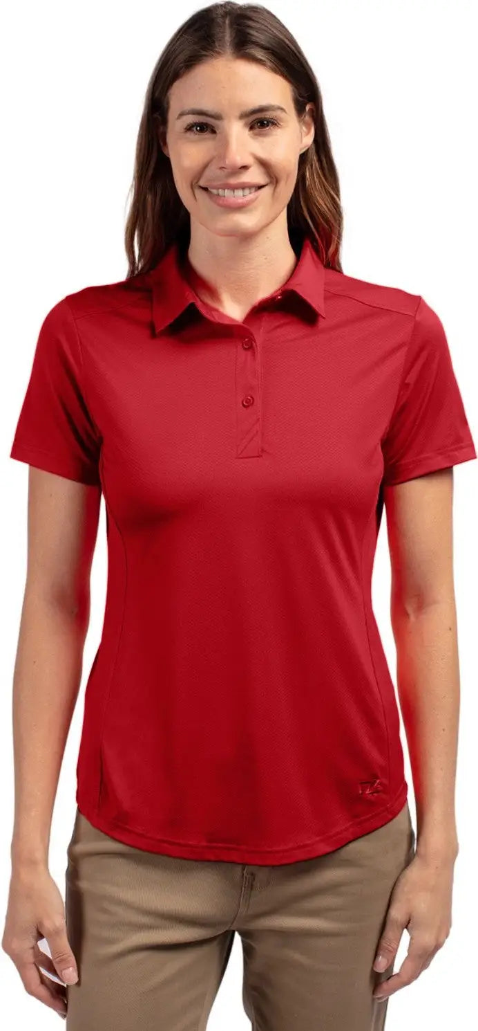 Cutter & Buck Lck00111 Prospect Eco Textured Stretch Recycled Womens Short Sleeve Polo - Cardinal Red - Ladies Xs