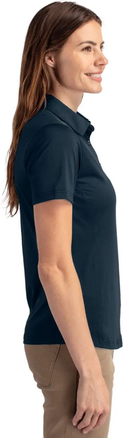 Cutter & Buck Lck00111 Prospect Eco Textured Stretch Recycled Womens Short Sleeve Polo - Navy Blue