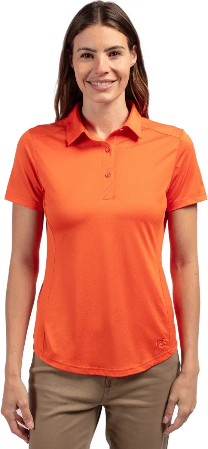 Cutter & Buck Lck00111 Prospect Eco Textured Stretch Recycled Womens Short Sleeve Polo - College Orange - Ladies Xs