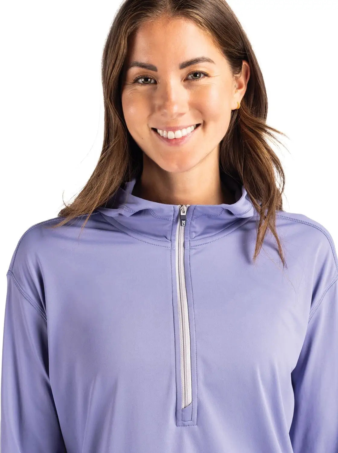 Cutter & Buck Lck00115 Daybreak Eco Recycled Womens Half Zip Hoodie - Hyacinth