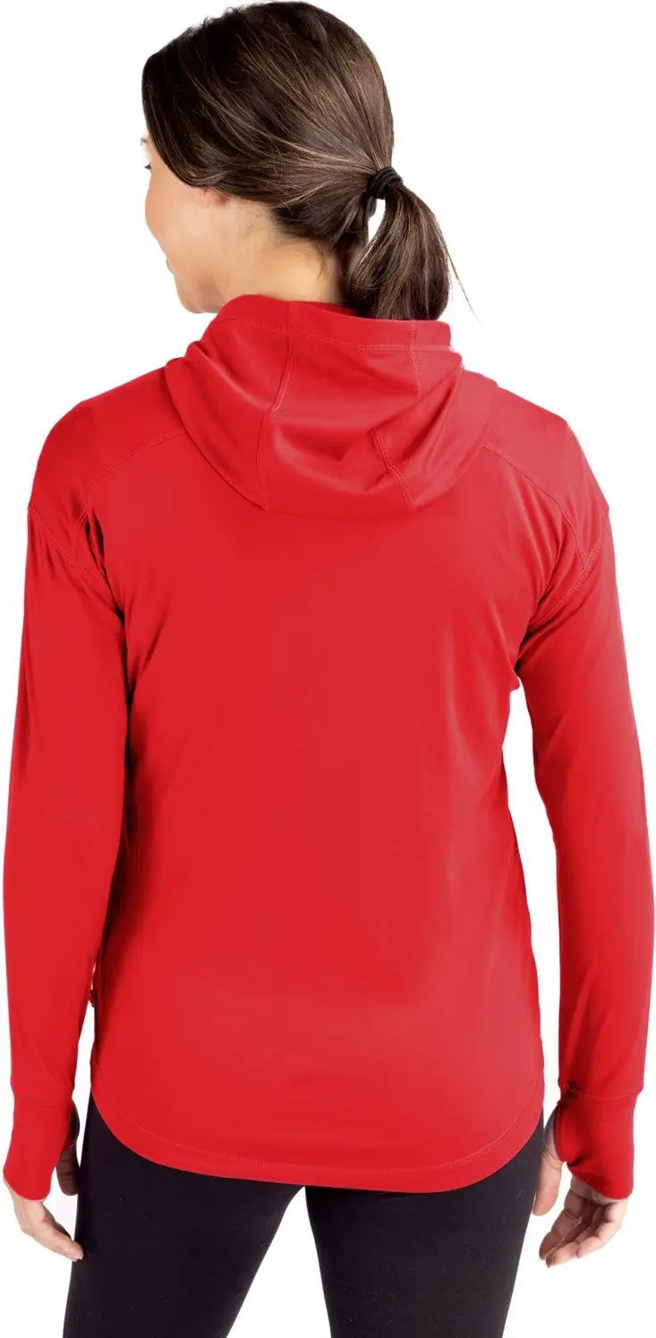 Cutter & Buck Lck00115 Daybreak Eco Recycled Womens Half Zip Hoodie - Red