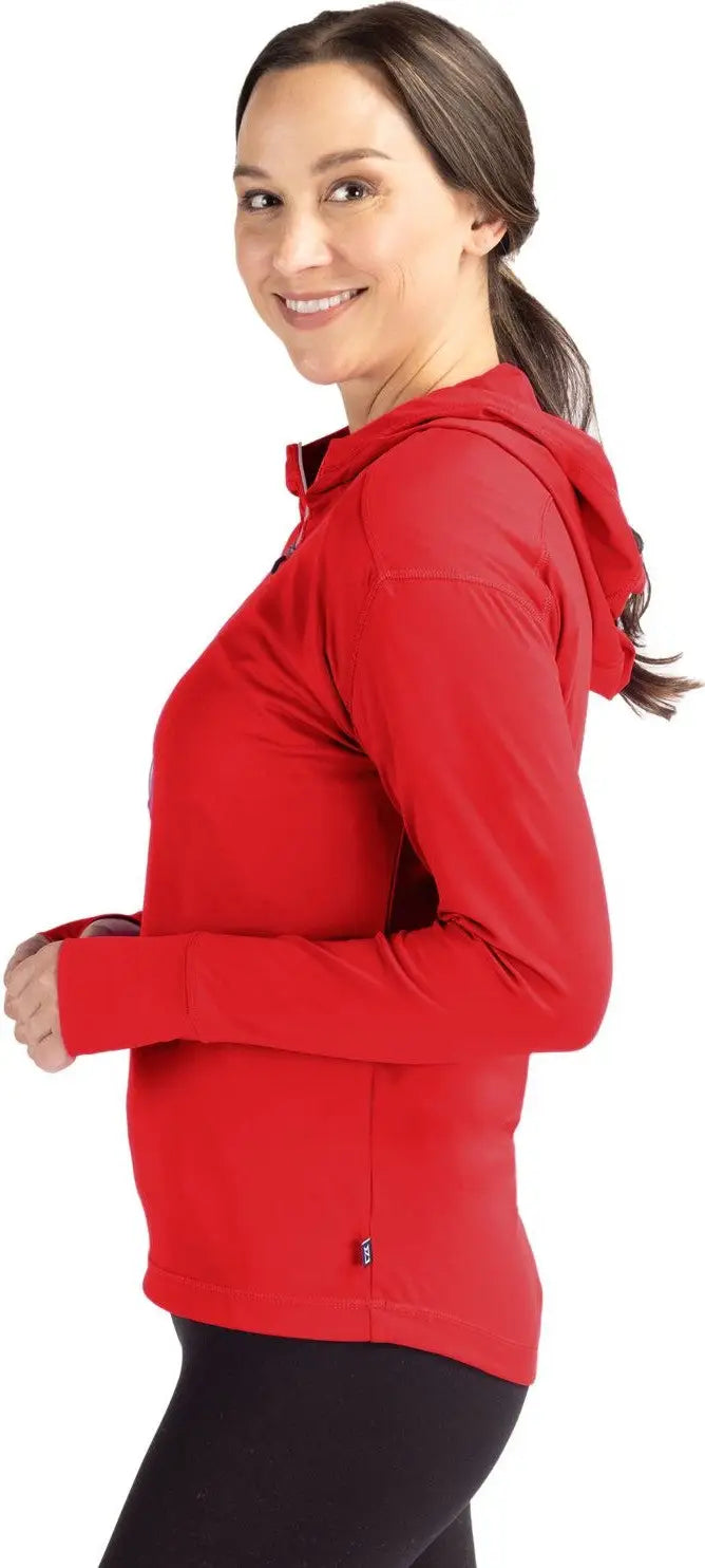 Cutter & Buck Lck00115 Daybreak Eco Recycled Womens Half Zip Hoodie - Red