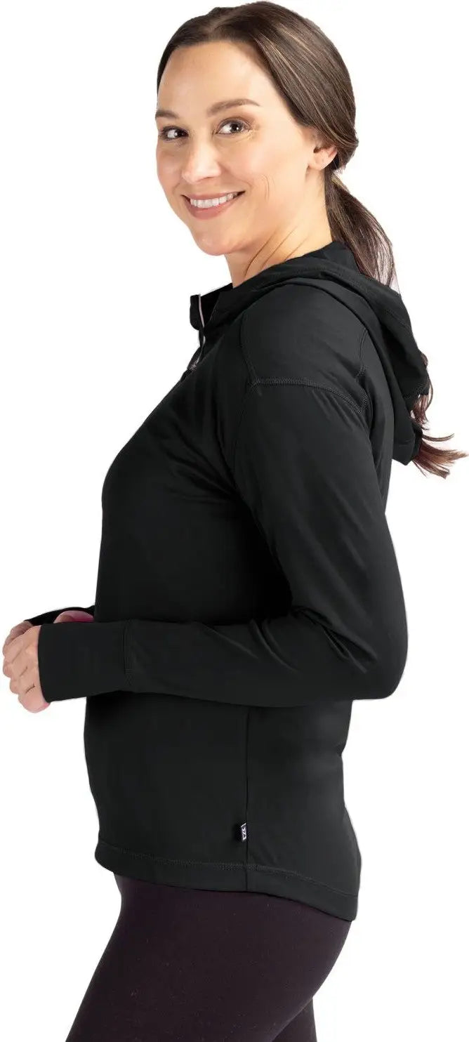 Cutter & Buck Lck00115 Daybreak Eco Recycled Womens Half Zip Hoodie - Black