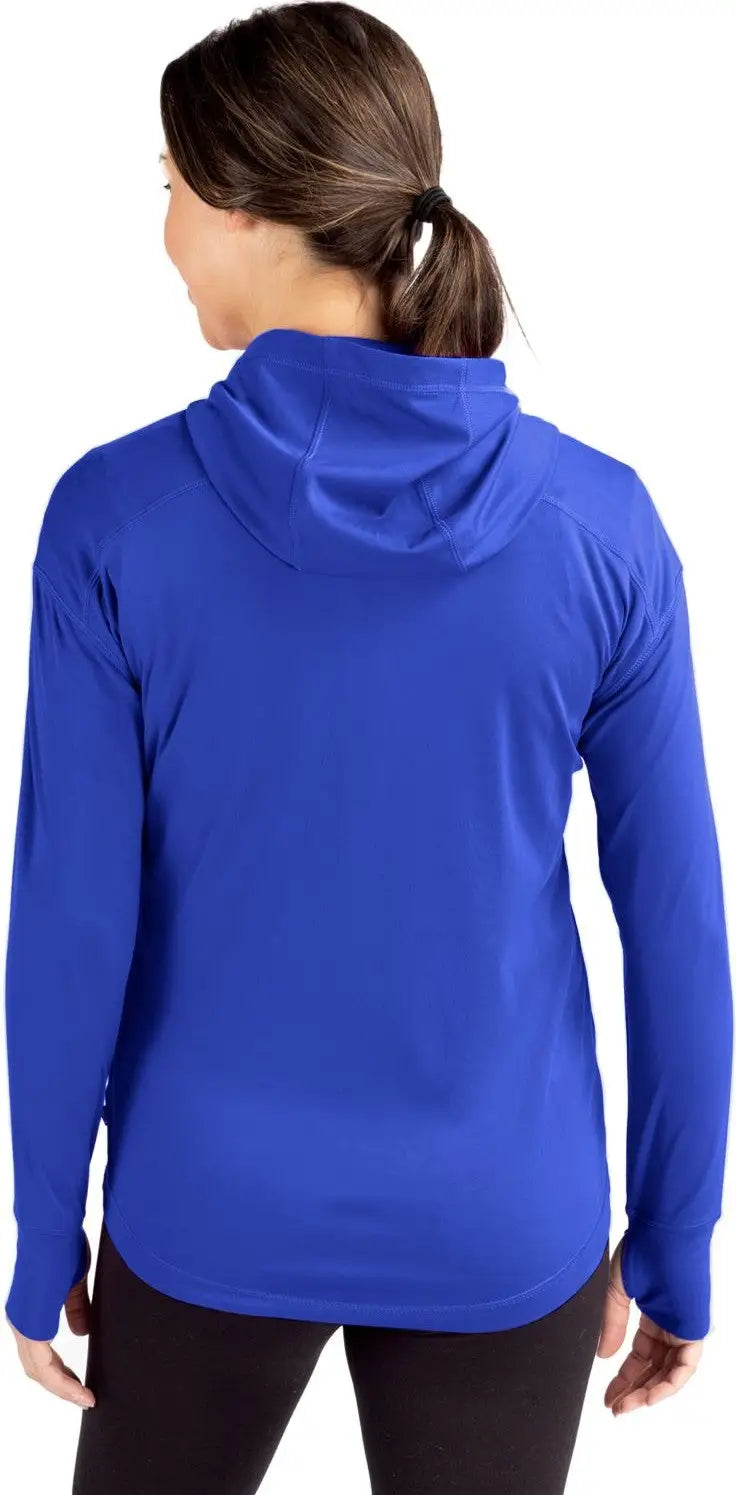 Cutter & Buck Lck00115 Daybreak Eco Recycled Womens Half Zip Hoodie - Tour Blue
