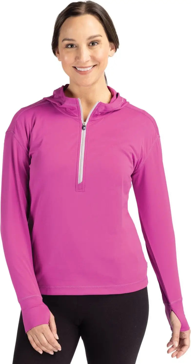Cutter & Buck Lck00115 Daybreak Eco Recycled Womens Half Zip Hoodie - Gelato - Ladies Xs