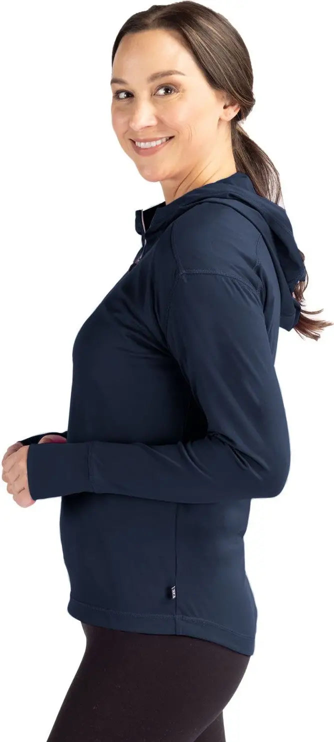 Cutter & Buck Lck00115 Daybreak Eco Recycled Womens Half Zip Hoodie - Navy Blue