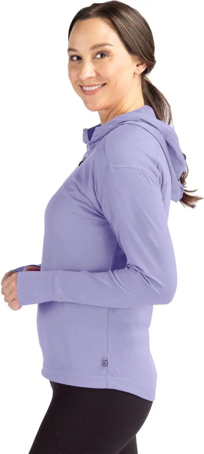 Cutter & Buck Lck00115 Daybreak Eco Recycled Womens Half Zip Hoodie - Hyacinth