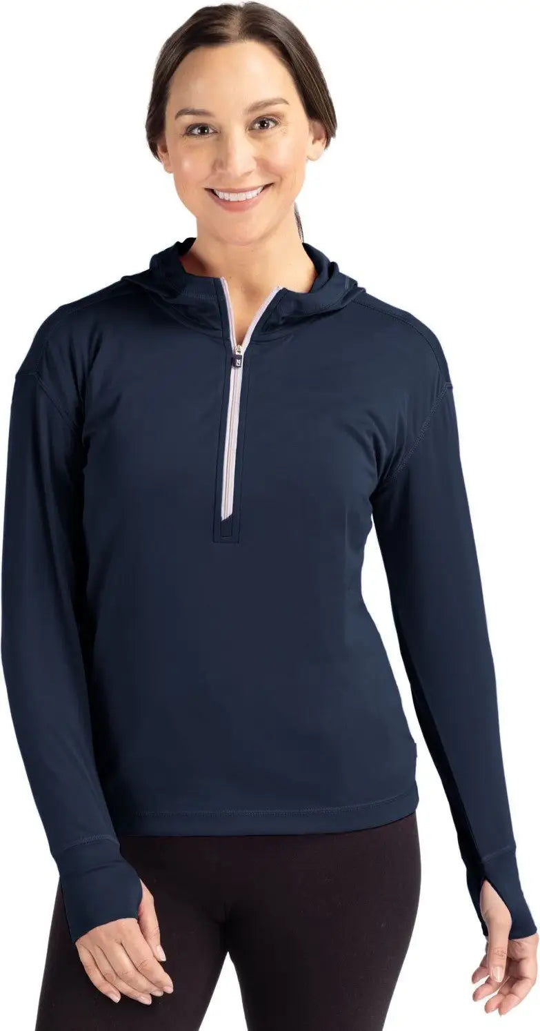 Cutter & Buck Lck00115 Daybreak Eco Recycled Womens Half Zip Hoodie - Navy Blue - Ladies Xs