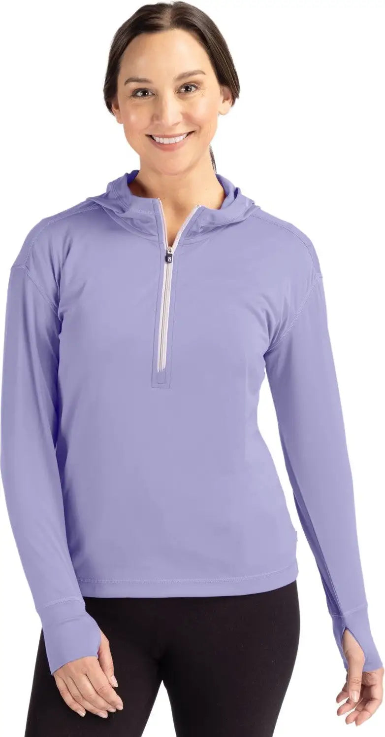 Cutter & Buck Lck00115 Daybreak Eco Recycled Womens Half Zip Hoodie - Hyacinth - Ladies Xs