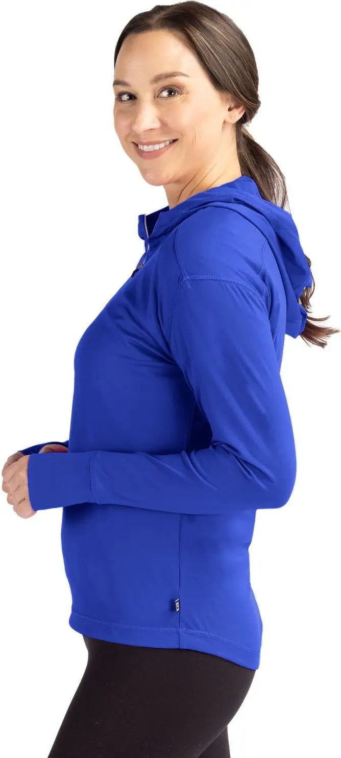 Cutter & Buck Lck00115 Daybreak Eco Recycled Womens Half Zip Hoodie - Tour Blue
