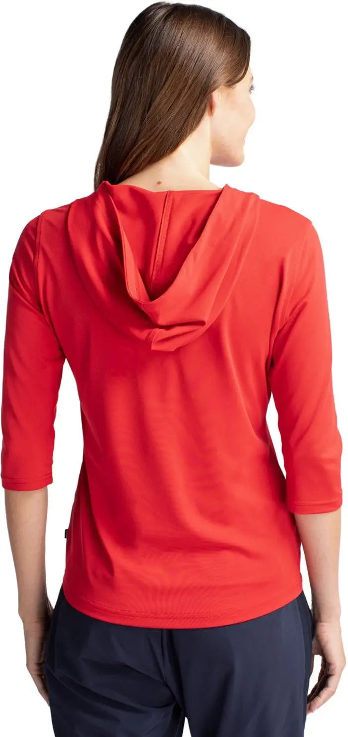 Cutter & Buck Lck00120 Virtue Eco Pique Recycled Half Zip Pullover Womens Hoodie - Red