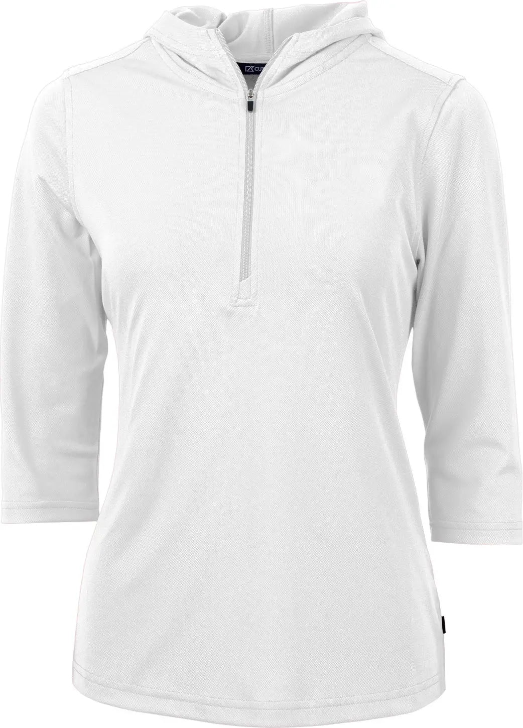 Cutter & Buck Lck00120 Virtue Eco Pique Recycled Half Zip Pullover Womens Hoodie - White - Ladies Xs