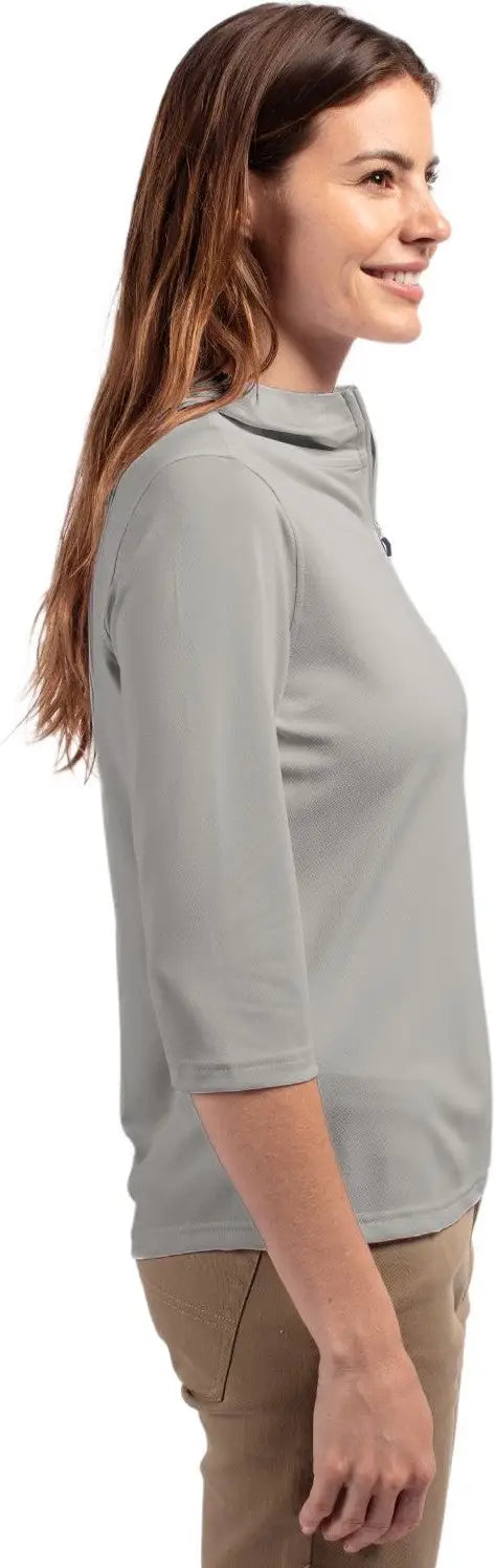 Cutter & Buck Lck00120 Virtue Eco Pique Recycled Half Zip Pullover Womens Hoodie - Polished