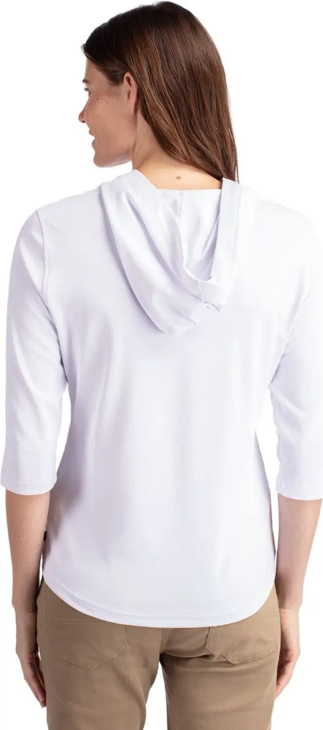 Cutter & Buck Lck00120 Virtue Eco Pique Recycled Half Zip Pullover Womens Hoodie - White