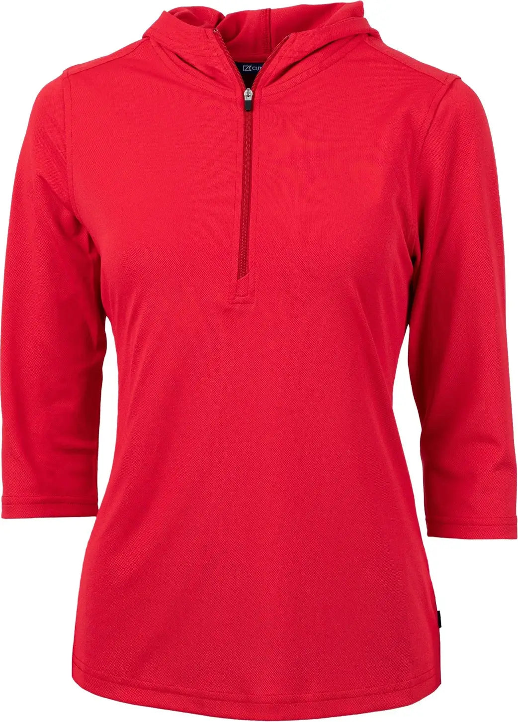 Cutter & Buck Lck00120 Virtue Eco Pique Recycled Half Zip Pullover Womens Hoodie - Red - Ladies Xs
