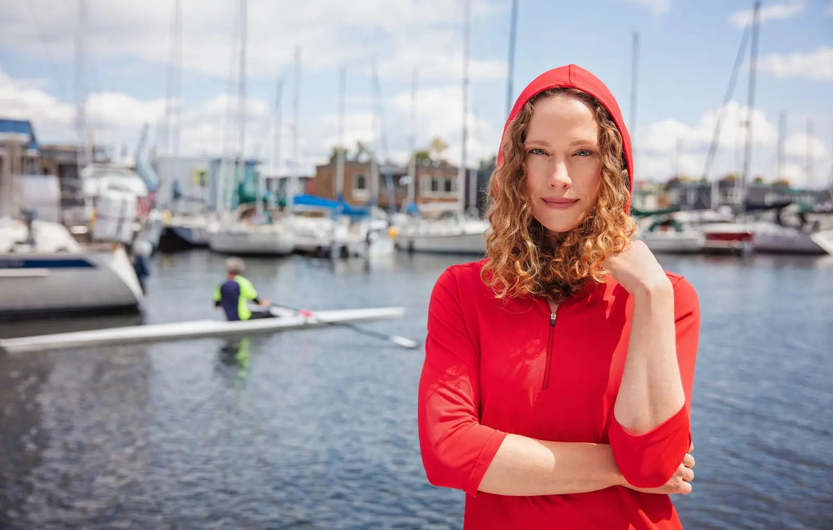Cutter & Buck Lck00120 Virtue Eco Pique Recycled Half Zip Pullover Womens Hoodie - Red