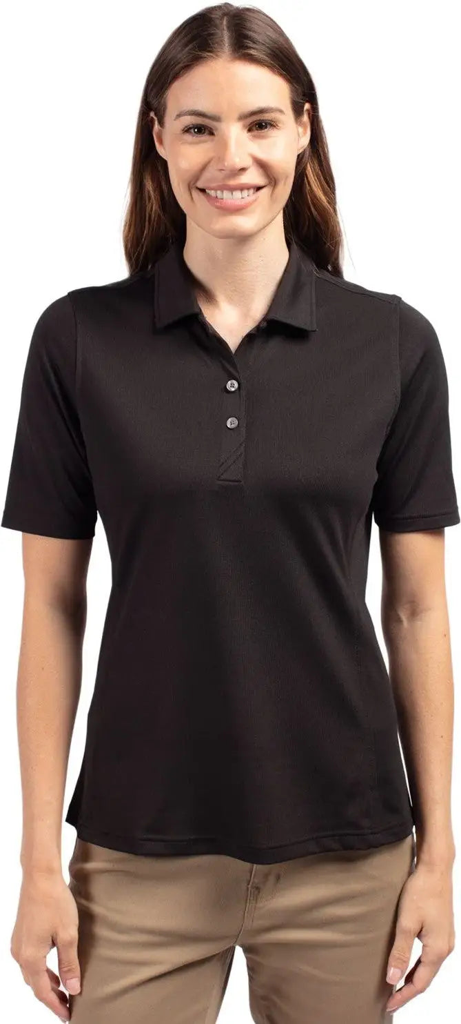 Cutter & Buck Lck00127 Virtue Eco Pique Recycled Womens Polo - Black - Ladies Xs