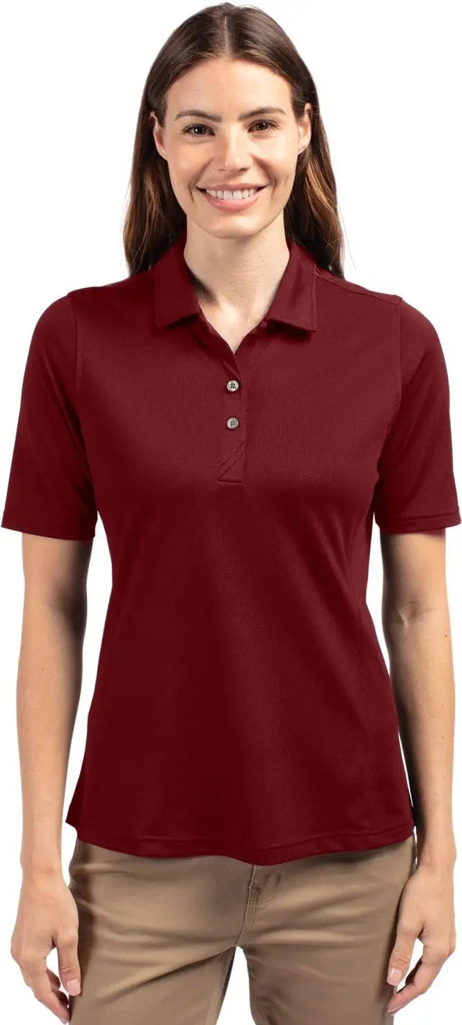 Cutter & Buck Lck00127 Virtue Eco Pique Recycled Womens Polo - Bordeaux - Ladies Xs